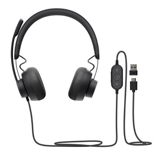 Logitech - Zone Wired Noise Cancelling Headset with USB-C with USB-A adapter - Graphite-Front_Standard 