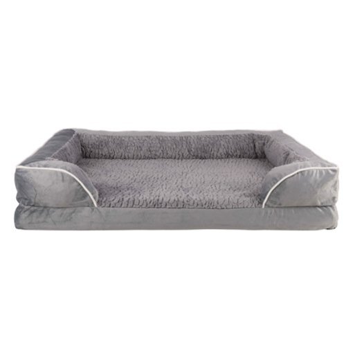 PetMaker - Orthopedic Dog Bed with Bolster - Gray-Front_Standard 