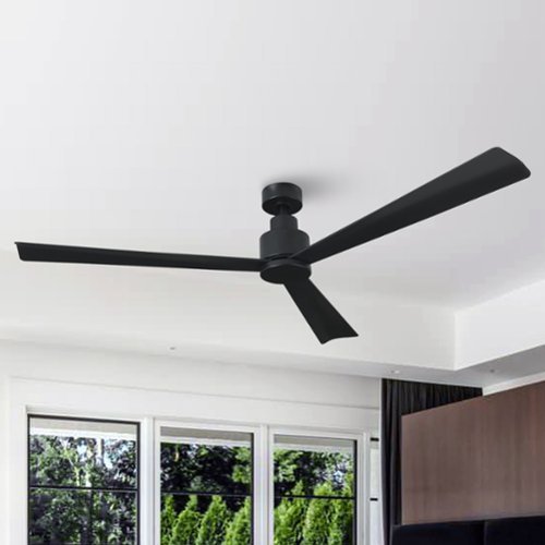 Parrot Uncle - 52" Modern 3-Blade Ceiling Fan with Reversible DC Motor, 6-Speed, Remote Control, No Light - Black-Front_Standard 