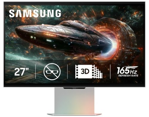 Samsung - 27" Odyssey Glasses Free 3D G90XF 4K UHD, 165Hz, 1ms, G-SYNC Compatible and FreeSync Prem Pro Gaming Monitor - Mercury Silver