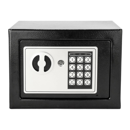 Stock Preferred - 17E Digital Electronic Safe Box with Password Keypad - Black Body with Silver Gray Keypad Panel-Front_Standard 