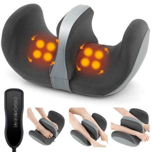 Costway Foot & Calf Massager Electric Deep Kneading Waist Massager w/ Vibration & Heat - Grey