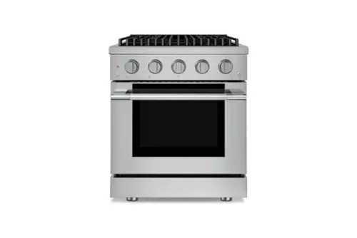 Front. Hauslane - HausPro 30 in. 4 Burners (20,000 BTU) Freestanding Dual Fuel Range - Stainless Steel.