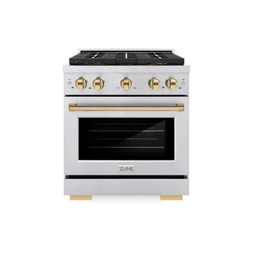 ZLINE - Autograph 30 in. 4.2 cu. ft. Freestanding Paramount Gas Range with DuoPro Cooktop and Gold Accents - Stainless Steel-Front_Standard 