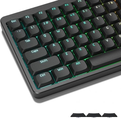 Womier - Low Profile PBT Keycaps, Shine Through Keycaps for All US Layout Cherry Gateron MX Switches Mechanical Keyboard - Black-Front_Standard 