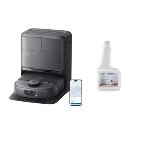 eufy - Robot Vacuum and Mop Combo C28, HydroJet Self-Cleaning Roller Mop, 15,000 Pa Turbo High Suction - Black-Front_Standard 
