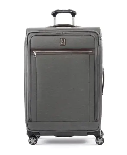 Front. Travelpro - Platinum Elite Softside Expandable 29" Checked Spinner - Vintage Grey.