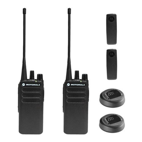 Motorola - CP100D Analog UHF Portable Non-Display Two Way Radio, 16 Channel, 4 Watt - 2 Pack Bundle - Black-Front_Standard 