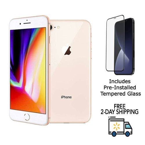 Apple - Refurbished Excellent - iPhone 8 A1863 (Fully Unlocked) 64GB w/ Pre-Installed Tempered Glass - Gold-Front_Standard 