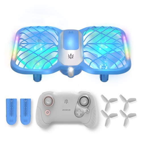UranHub Mini Drone with 5 Colorful Lighting Modes and Remote Controller - Blue