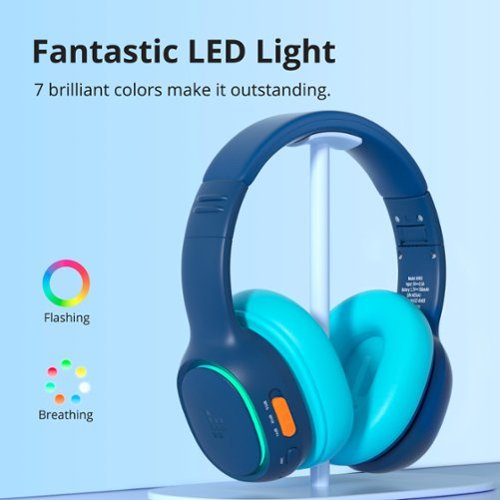Tronsmart KH03 Active Noise Cancelling Wireless Headphones w/ 74/85/93dB Safe Volume, LED Lights, 70H Playtime for School Travel - Navy Blue BUY IN SAUDI ARABIA