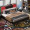 Bestier - King Size Bed Frame with LED Adjustable Storage headboard, PU Leather Upholstered Platform Bed - Black-Front_Standard