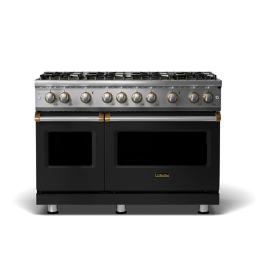 Viking - 5-Series 6.1 cu ft Freestanding all Gas Sealed Burner Range - Cast Black with Brushed Brass Accents-Front_Standard 