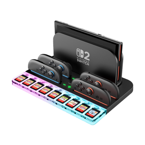 SUPCASE - Nintendo Switch 2 Charging Dock & Storage Base – Charges 4 Controllers, Stores Console & 9 Games - Black-Front_Standard 