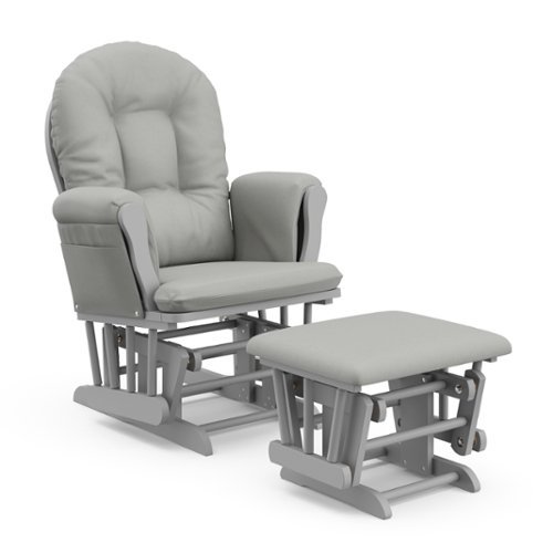 Storkcraft - Hoop Glider and Ottoman - Pebble Gray/Light Gray-Front_Standard 