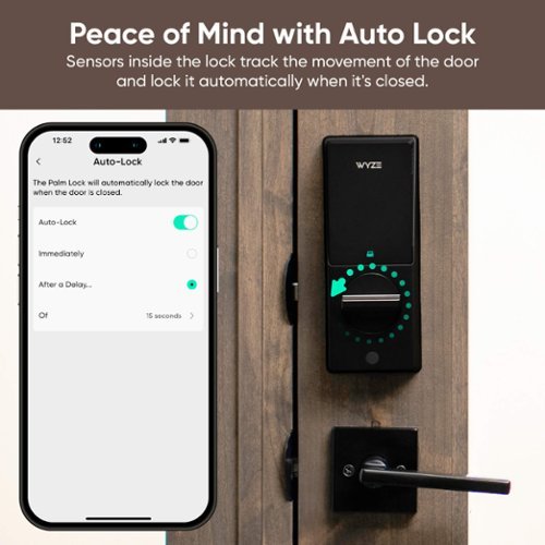 Wyze Palm Lock Smart Door Lock with Palm Vein Recognition, Keypad, Auto Lock, Dual Battery, Wi-Fi, BHMA3 Certified - Black WORLDWIDE DELIVERY