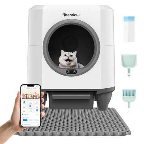 Teendow - Automatic Self-Cleaning Cat Litter Box for Multiple Cats, 80L Large Capacity, App Control, Odor Control, Washable Design - White-Front_Standard 