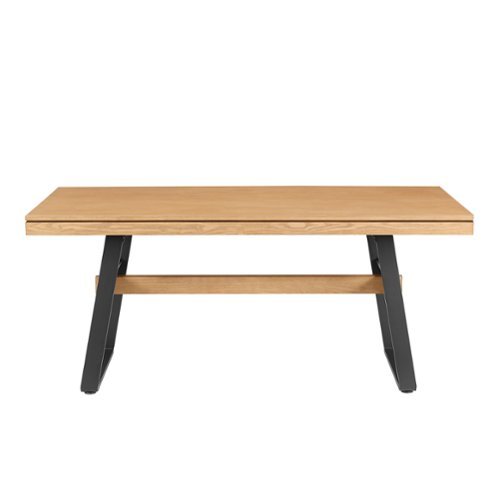 Walker Edison - Industrial Metal and Wood Dining Table - Light Oak-Front_Standard 