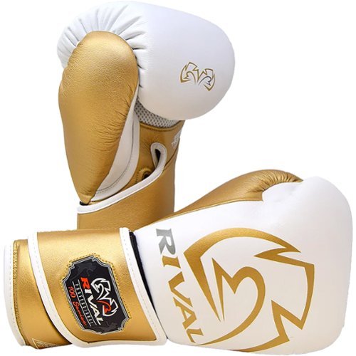 RIVAL - Boxing RB100 Professional Bag Glove - Medium - White/Gold-Front_Standard 