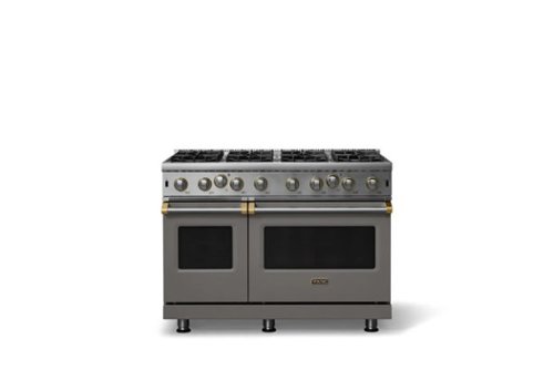 Viking - Pro 5 Series 6.1 Cu. Ft. Freestanding Open 8 Burner Gas Convection Range - Damascus Gray w. Brushed Brass - Damascus Gray