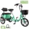 Topteng - 400W 48V/12Ah Electric Folding Trike - 3 Wheel Electric tricycle with Rear Seat, 28Miles to 34Miles Range, 15MPH - Green-Front_Standard