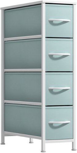 Sorbus - Narrow Dresser with 4 Drawers, Vertical Slim Storage Chest of Drawers with Steel Frame - Aqua-Front_Standard 