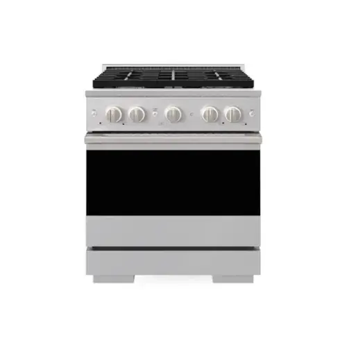 Front. ZLINE - 30 in. 4.2 cu. ft. Marino Dual Fuel Freestanding Range with 4 Brass Burner Gas Cooktop and Electric Convection Oven - Stainless Steel.
