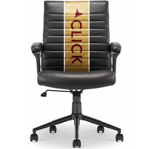 Click365 - Executive Office Desk Chair with Padded Wrap Backrest & Arms Ergonomic Leather Office Chair with Lumbar Support - Black-Front_Standard 