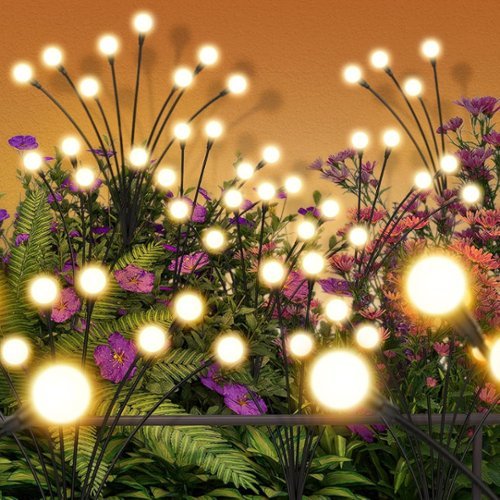 PARKER SLATER - 2-Pack Solar Firefly Lights, 16 LED Outdoor Fairy Lights for Garden, Yard, Patio, Landscape Decor - Warm White-Front_Standard 