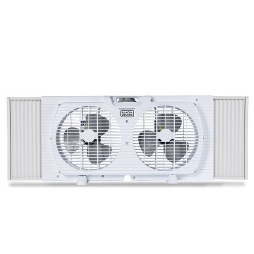 Black+Decker - 9 inch Dual Window Fan for Window Screen with 2 Speed Settings - White-Front_Standard 