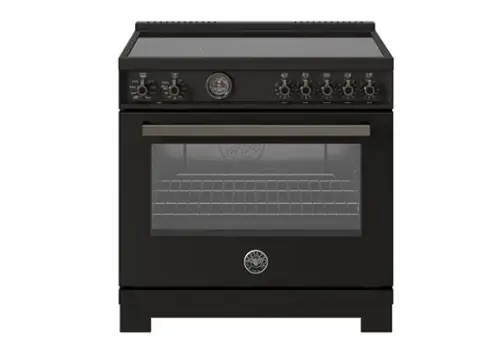 Front. Bertazzoni - 36" Professional Series range - Electric self clean oven - 5 induction zones - Carbonio.