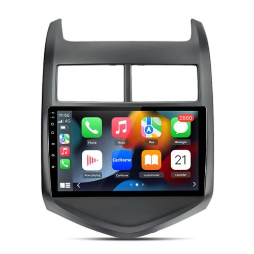 Junsun - For Chevrolet Aveo Sonic 2011-2015 9" GPS Navi Car Stereo Radio Android 15 4+64GB 8 Core carplay WIFI RDS DSP SWC FM BT - Black-Front_Standard 