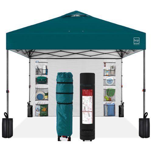 Best Choice Products - 10x10ft Easy Setup Pop Up Canopy, Portable Tent w/ Side Wall, 1-Button Push, Case - Cerulean-Front_Standard 