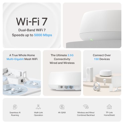 TP-Link BE5000 Dual-Band Multi-Gig Whole Home Mesh WiFi 7 System 3-Pack (Deco BE5000) - White WORLDWIDE DELIVERY