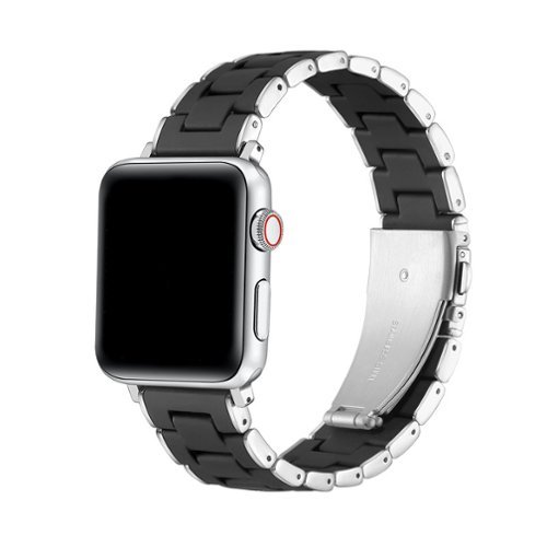 Posh Tech - Orla Silicone and Metal Band for Apple Watch - Black-Front_Standard 