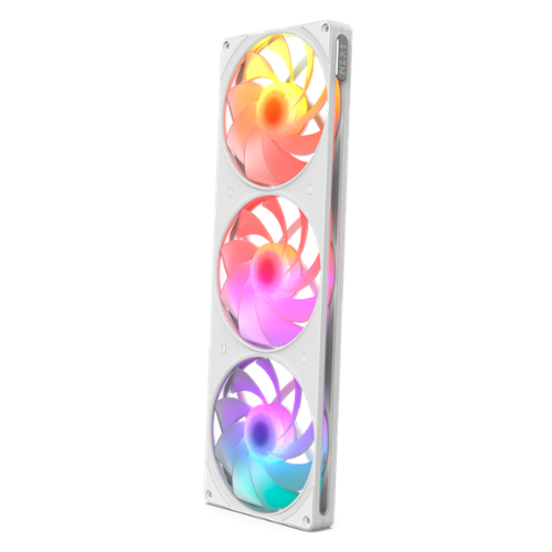 NZXT - F420 RGB Reverse Fan - 420mm Single-Frame Case Fan Unit with 3x 140mm Reverse-Blade PWM RGB Computer Case Fans - White