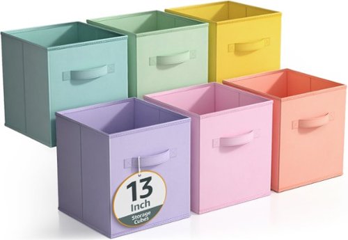 Sorbus - Fabric Storage Cubes, 6 Foldable Storage Bins for Organizing Pantry, Cubbies, Toy Box, Clothes Storage - Multi Pastel-Front_Standard 