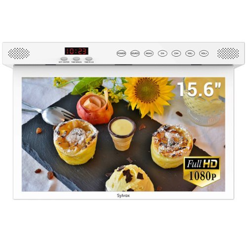 Sylvox - 15.6" Under Cabinet Smart Kitchen TV, 1080P, 360° Rotation & 90° Flip-Down Screen Space-Saving Design