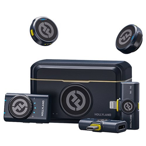 HOLLYLAND - LARK M2 Combo Wireless Mini Microphone for iPhone - Black-Front_Standard 