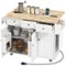 Homcom - Island on Wheels with Drop Leaf, Charging Station, Rolling Kitchen Cart with Wood Top - White-Front_Standard