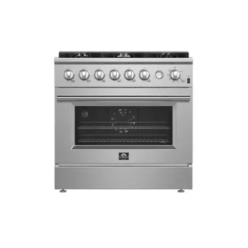 Front. Forno Appliances - Marco 5.36 Cu. Ft. Freestanding Gas Convection Range - Silver.