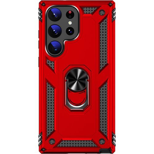 SaharaCase - Military Kickstand Series with Belt Clip Case for Samsung Galaxy S23 Ultra - Red