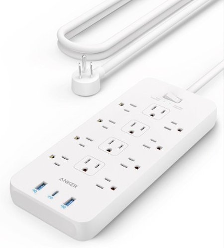 Anker - Power Strip with 3 USB Ports - White-Front_Standard 