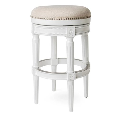 Maven Lane - 31" Pullman Backless Bar Stool In Finish Fabric Upholstery - Alabaster White-Front_Standard 