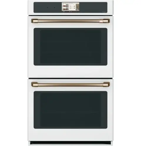 Front. Café - 30" Smart Built-In Double Electric Convection Wall Oven with Air Fry and Precision Cooking Modes - Matte White.