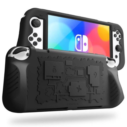 Kitcheniva - Durable Silicone Case For Nintendo Switch OLED Model 2021 Shockproof Shell - Black-Front_Standard 