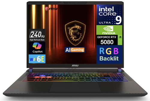 MSI - Vector Vector A2XWIG-050US Gaming Laptop, Ultra 9- 275HX, 32GB, 2TB SSD, 16.0 , RTX 5080, Win 11 Pro - Cosmo Gray-Front_Standard 