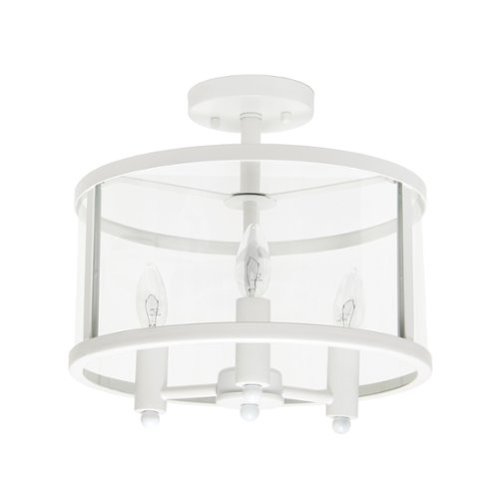 Lalia Home - 3 Light Semi-flushmount Glass and Metallic Accented - White-Front_Standard 
