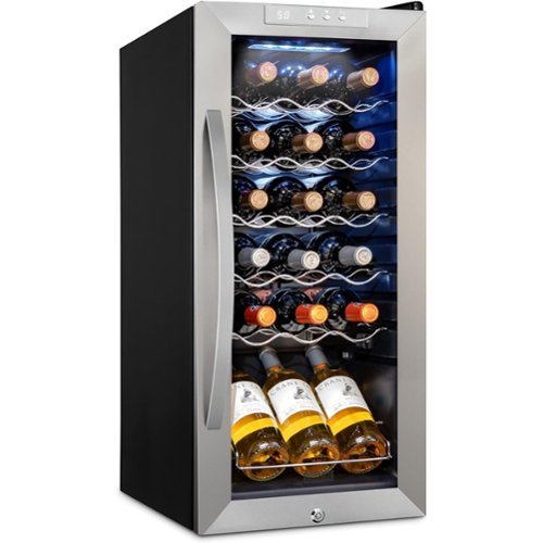 Schmecke - 18 Bottle Compressor Wine Refrigerator, Freestanding Wine Cooler with Lock - Stainless Steel-Front_Standard 
