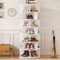Aheaplus - 7-Tier 360° Rotating Shoe Rack Tower - Vertical MDF Organizer for Closet Storage, Free-Standing Lazy Susan Display - White-Front_Standard